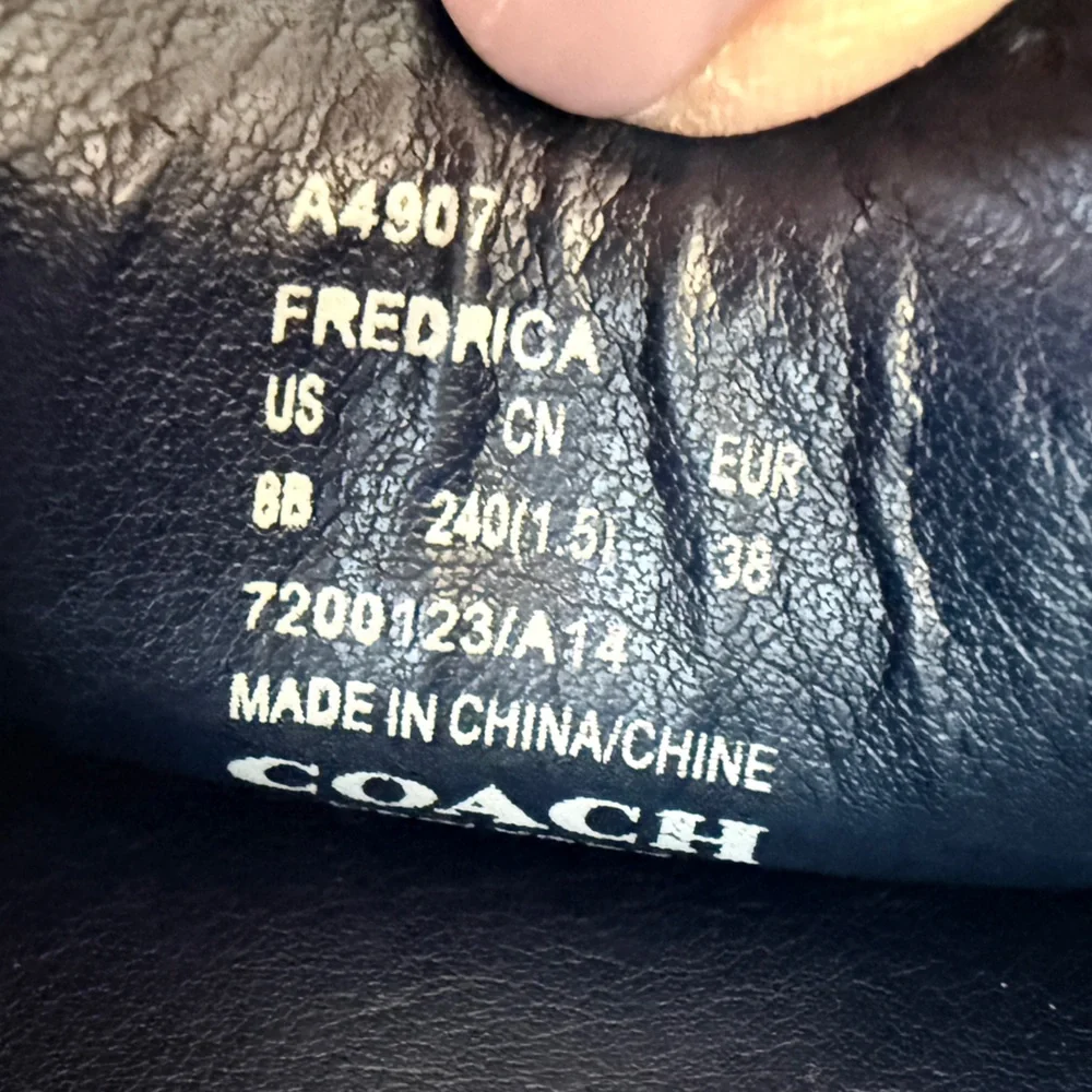 Coach Fredrica Nubuck Leather Driving Loafers Shoes Size 8 Navy Blue